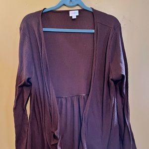 Large LLR Ribbed Brown Nanette Cardigan